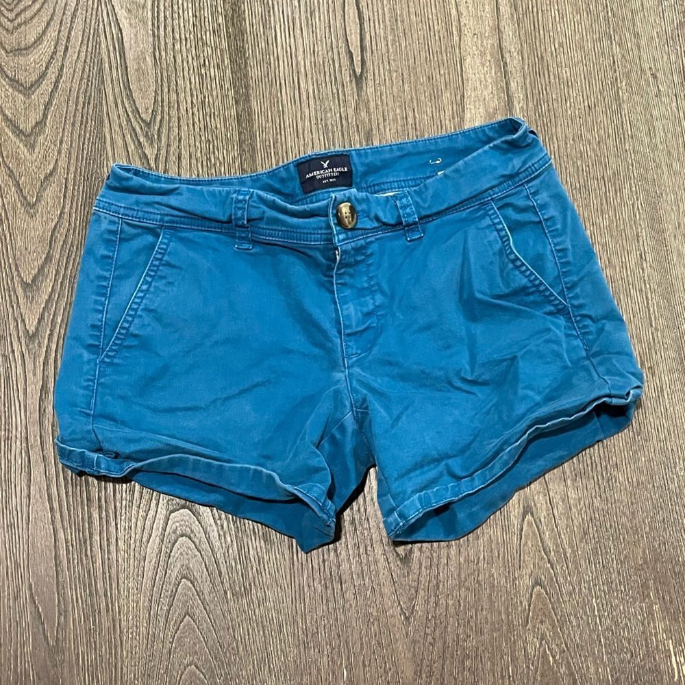 American Eagle Outfitters Classic Chino Short Button Fly Pockets Blue SZ 4